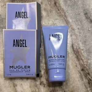 Mugler Angel Eau de Parfum with 2 of 1.2 ml samples and Lotion of 50 ml..